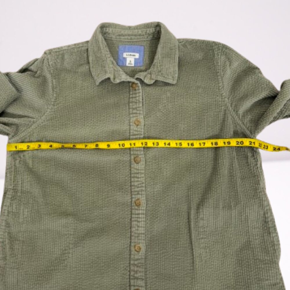 L.L. Bean Women’s Comfort Corduroy Relaxed Shirt Side Pocket Size MP Sage - Picture 9 of 11